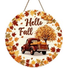 Fall Welcome Wreath Signs For Front Door Thanksgiving Wooden Hanging Door Decor
