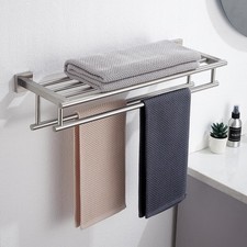 Bathroom Towel Rack 24 Inch Tower Holder with Double Towel Bar Brushed Nickel