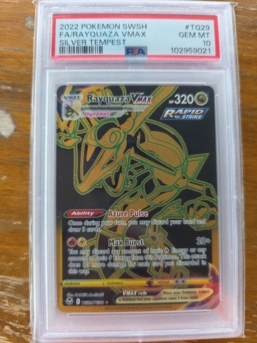 PSA 10 GEM MINT Rayquaza VMAX Silver Tempest Full Art Holo 2022 Pokemon TG29