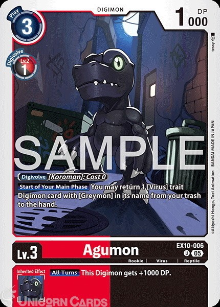 EX10-006 Agumon : Uncommon Digimon Card : EX10: Sinister Order