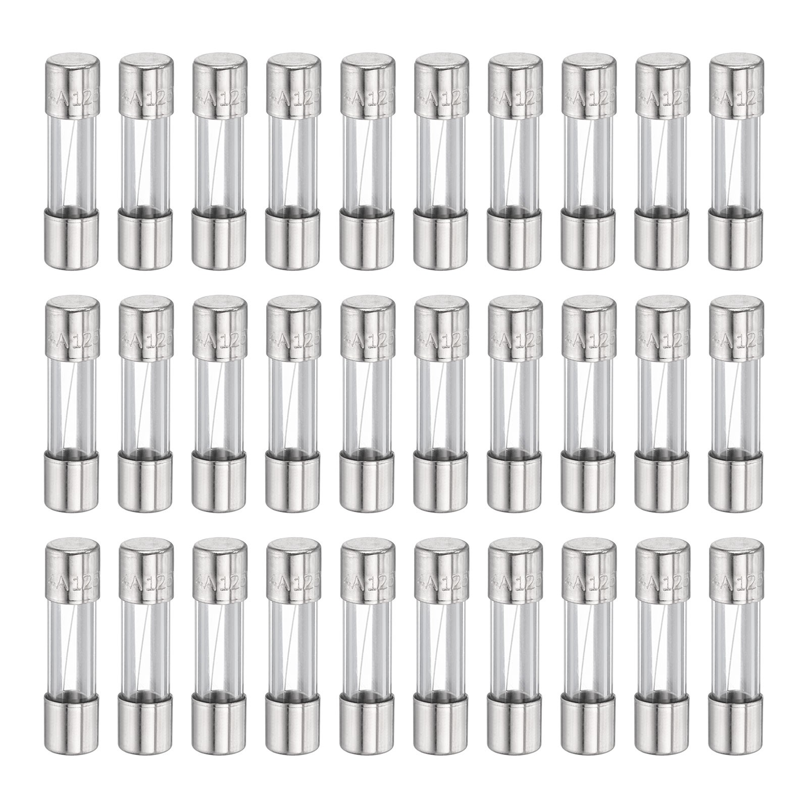 30pcs Glass Fuses Fast Blow 4A 125 Volt 5x20mm Fast Acting Fuse