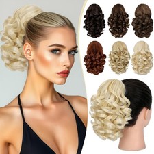 FELENDY 9" Short Ponytail Extension Curly 9 Inch Pack of 1 , Bleach Blonde