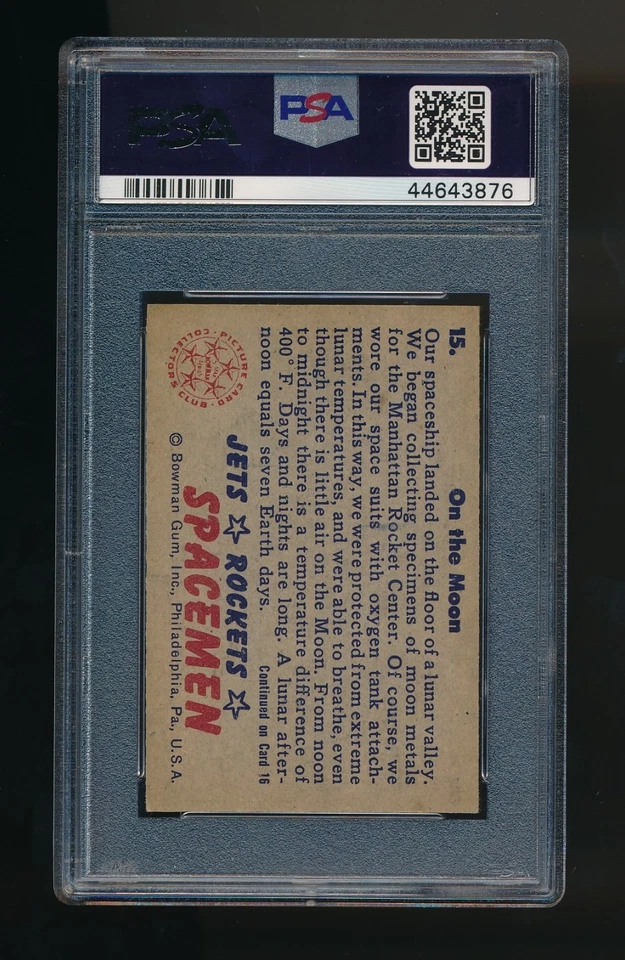1951 Bowman Jets, Rockets, Spacemen #15 On the Moon NM PSA 7 - Image 2 of 2
