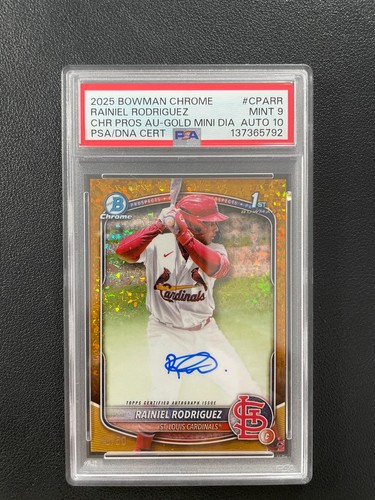 2025 Bowman Chrome Rainiel Rodriguez 1st Auto Gold Mini Dia 25/50 #CPA-RR PSA 9