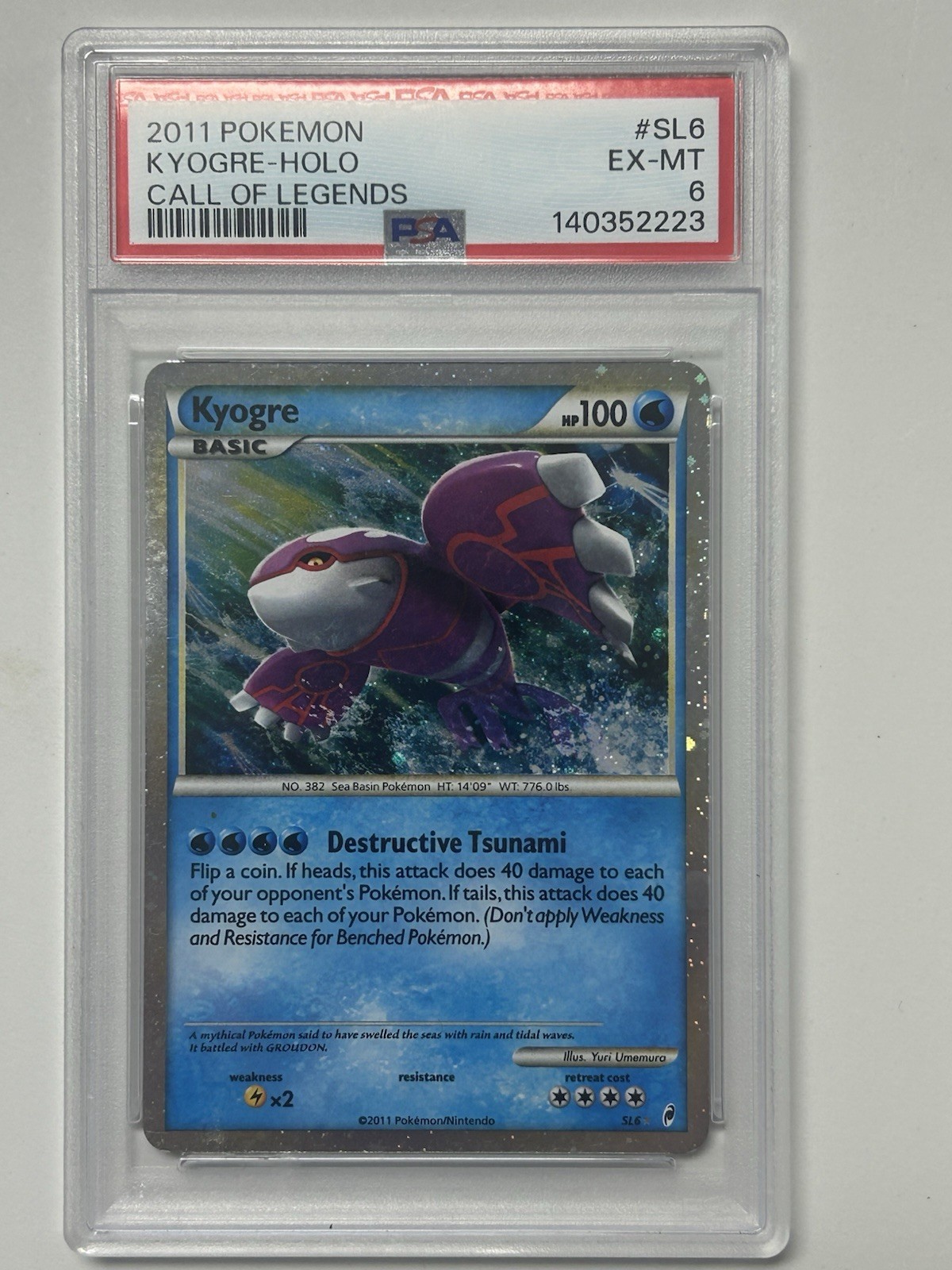 Kyogre (Shiny) SL6 Call of Legends Holo PSA6
