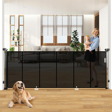 120" Extra Wide Retractable Baby Dog Gate - 34" Tall for Indoor/Outdoor Use