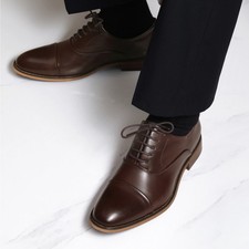 Men's Cap Toe Oxford Dress Shoes Lace Up Formal Business Wedding Comfort Shoes