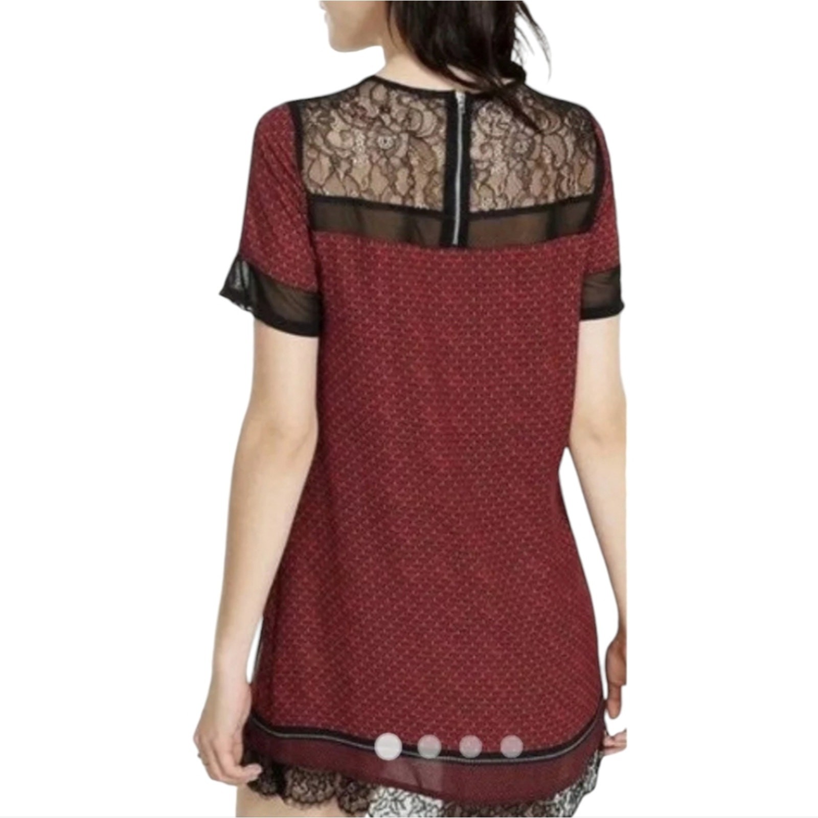 Lace Trimming Pattern Express multi pattern RED AND BLACK lace yoke trim Sheath dress size XS ...