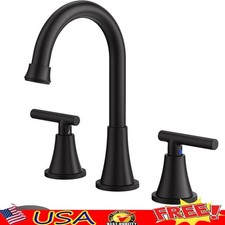 Widespread Bathroom Faucet Stainless Steel Drip Free Easy Install 360 Swivel New