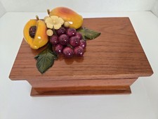 VTG Cedar Wood Hinged Recipe Box Handmade Car...