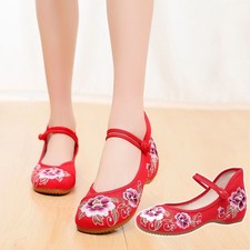 Traditional Embroidery Hanfu Shoes Low Heel Casual Womens Chinese Style