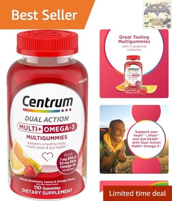 Delicious MultiGummies Multi+ Omega 3 for Adults - 110 Count Bottle of Wellness