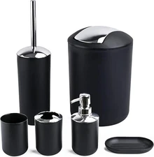6-Piece Bathroom Accessories Set, Toothbrush Holder with Cup, Soap Dispenser & D