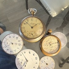 Ingraham Elgin Waltham Vintage Pocket Watches Gold Brass Case Analog