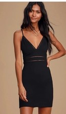 Lulus Cocktails and Confidence Black Crochet   Mini Dress,  NWT