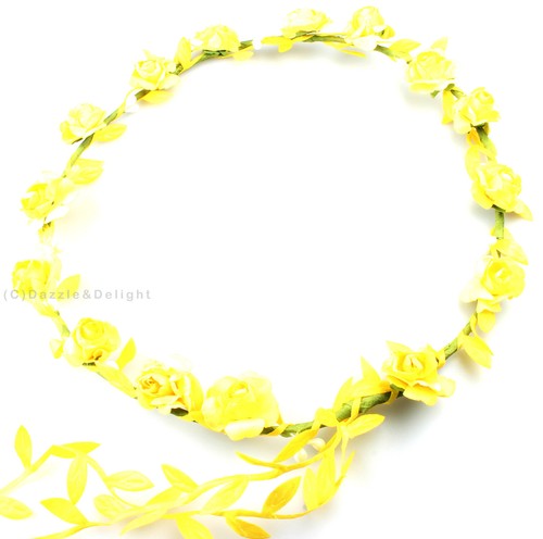 FLOWER HEAD GARLAND CROWN FLORAL HAIR GARLAND FESTIVAL WEDDING HOLIDAY PROM HAIR - Picture 27 of 63