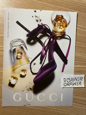 Gucci Fashions Purple Satin Strap Shoes Print Ad Advertisement