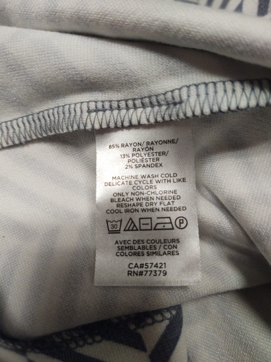 Ann Taylor Loft Shirt Womens Small Gray White Geometric Blouse Top