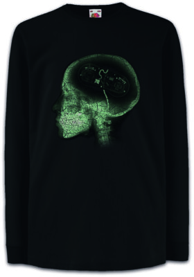 Gamer Brain Kinder Langarm T-Shirt Computer Scientist Gaming Fun Geek Nerd