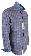 NEW Robert Graham 198 DANIELSON Floral Check Flip Cuff Classic Fit Shirt L