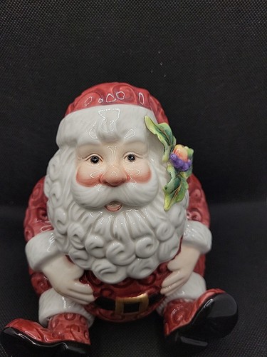 Fritz & Floyd Christmas Ceramic Santa Candy Dish Removable Top Handcrafted Red - Picture 2 of 9