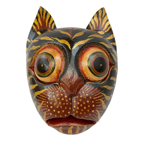 Balinese tiger Cat Feline Drama Mask Black Kitty Scaredy-cat Bali Wall Art hand - Picture 7 of 16