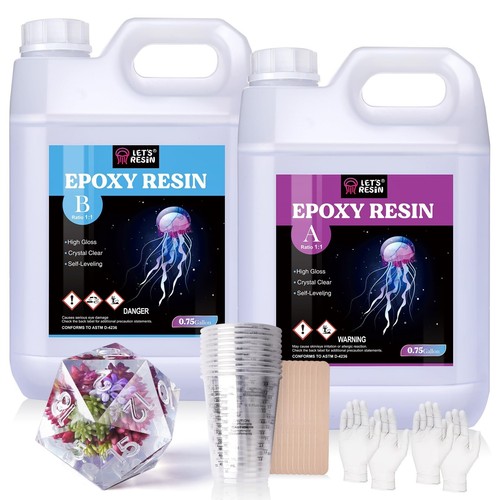 LET'S RESIN Resin Epoxy Kit, 1.5 Gallon Bubble Free & Crystal Clear Epoxy Art...