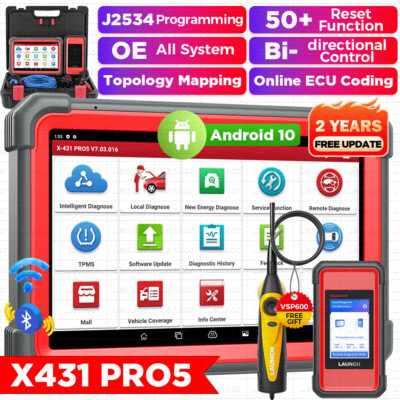  2025 LAUNCH X431 PRO5 Car Diagnostic Scanner J2534 Programming Key Coding
