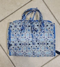 Modella Folding Travel Lingerie Makeup Bag Blue, 3-Section Zippered Compartments