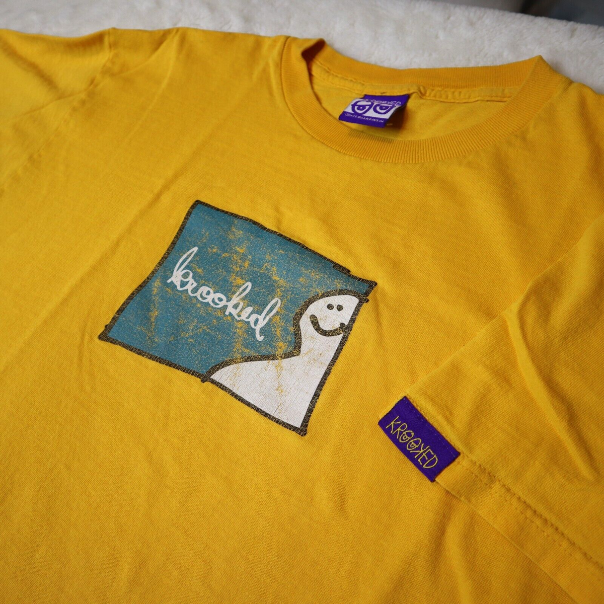 krooked skateboards mark gonzales art shirt Mens Large Yellow