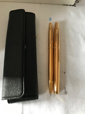 Parker 75 Insignia gold filled Fountain + Ballpoint Pens Set, 14K