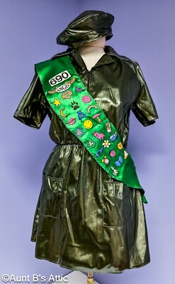 green vinyl dress Sexy Scout Ladies Poly Zip Front W/ Satin Sash & Beret OS (B) Classy Bridesmaid Dresses