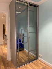 Bespoke Fitted Sliding Wardrobe Mirror Glass Doors Made To Measure Slim Frame
