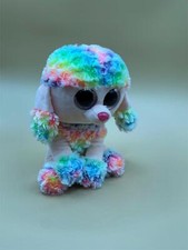 Ty Beanie Boos RAINBOW the Poodle 9  Beanbag Plush Stuffed Toy w/ Glitter Eyes