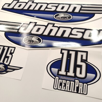 Johnson 115 Ocean Pro Blue (92-00) Outboard Aftermarket Decal Aufkleber ...