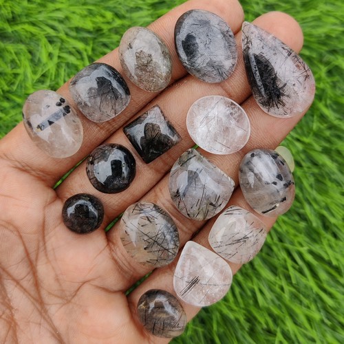 15 Pcs Natural Rutile quartz Cabochon Loose Gemstone Wholesale 12-28 mm Lot
