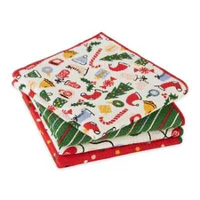 DII Christmas Holiday Vibes Waffle Dishcloths ~~ Set of 4 ~~