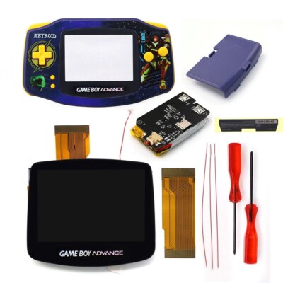 Game Boy Advance IPS V5 Laminated LCD Kits UV Printed Shell W/1800mAh Battery