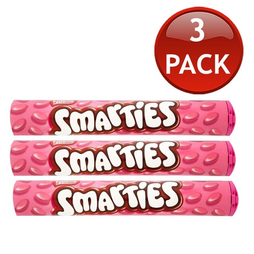 3 X Nestle Smarties Jumbo Pink Tube 