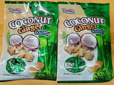 2 Bags Dandy's Dandys Coconut Ginger Hard Candy FREE & FAST SHIPPING 