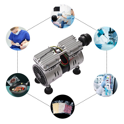 550W Oilless Diaphragm Vacuum Pump Industrial Oil Free Vacuum Pump 2 Cylinders
