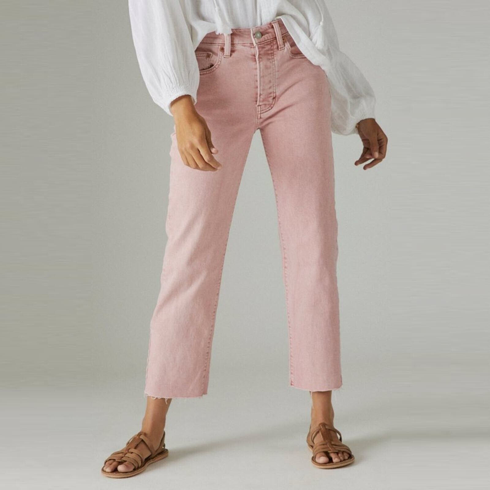 LUCKY BRAND Pink High Rise Button-Fly Cropped Jeans Pick 8 or 10 NWT $119