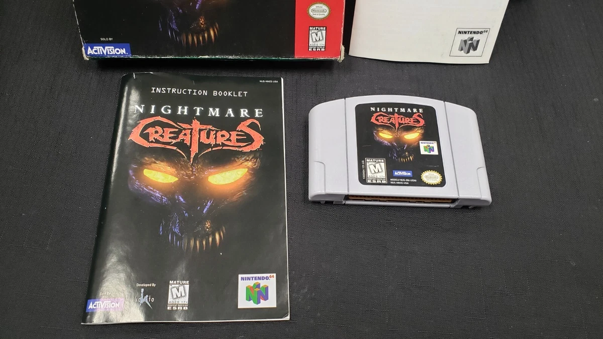 CIB NIGHTMARE CREATURES NINTENDO 64 N64 VIDEO GAME COMPLETE BOX W/ PROTECTOR