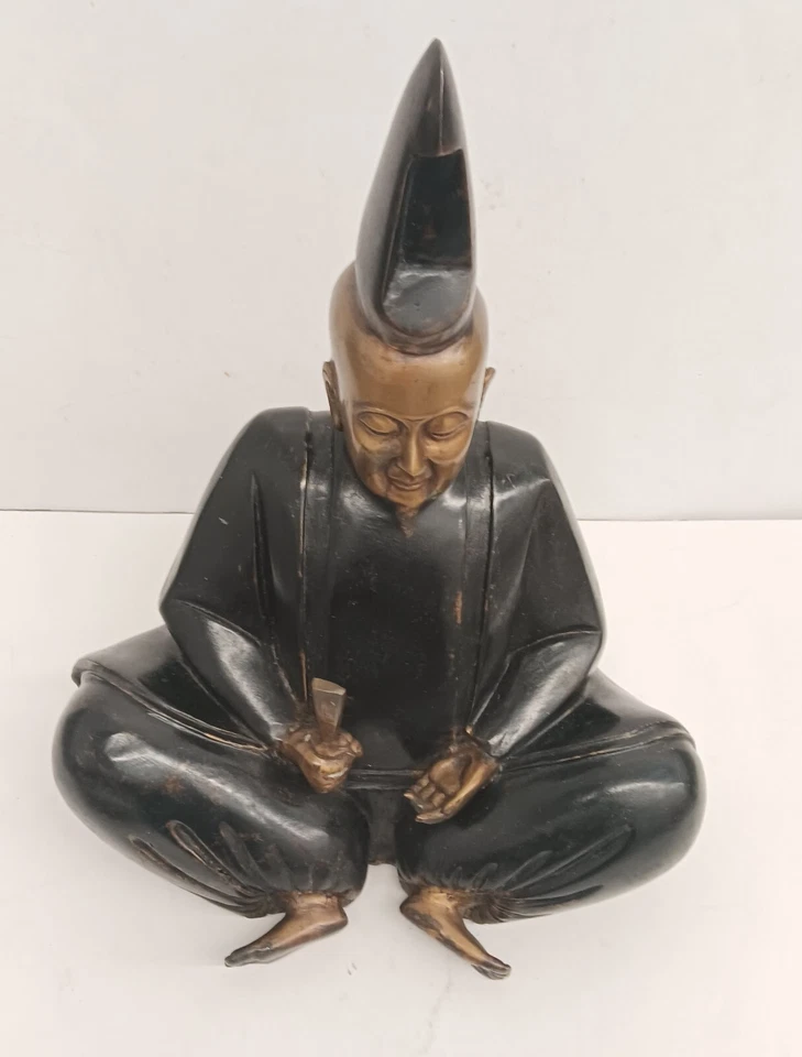 Antiguo Buda japonés de bronce lacado, 13" Foto 2 de 4