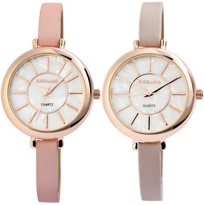 Ladies Watch Wristwatch White/Mother of Pearl 8 mm Strap 1900162 Excellanc in Pink & Taupe