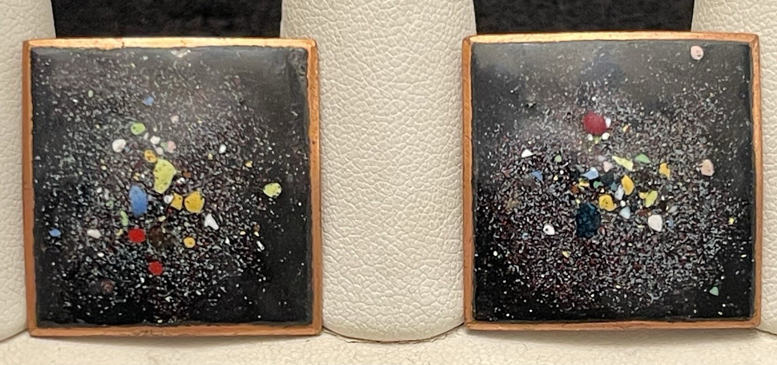 Enamel Solid Copper Screw Back Earrings Artisan C… - image 2