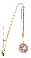NEW BETSEY JOHNSON PURPLE EASTER BUNNY FLOATING CHARM 'TIME TO BLOOM' NECKLACE