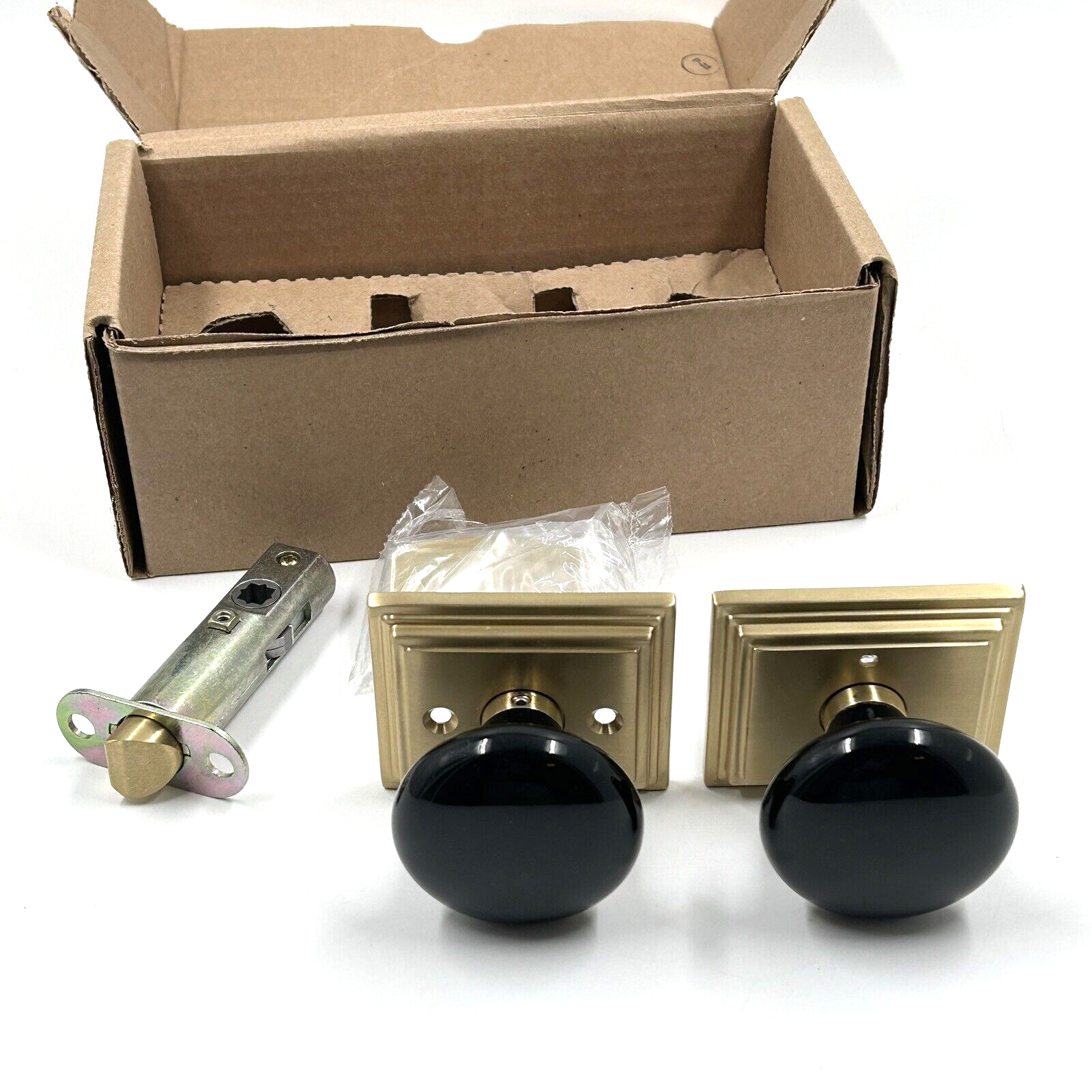 Emtek Wilshire Privacy Door Knob Set in Ebony Porcelain Open Box 8261EBUSE  -image