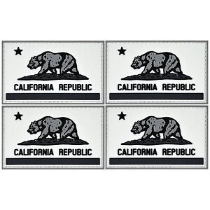 Black California State Republic Flag PVC Morale Patch 3D Badge Hook #55 