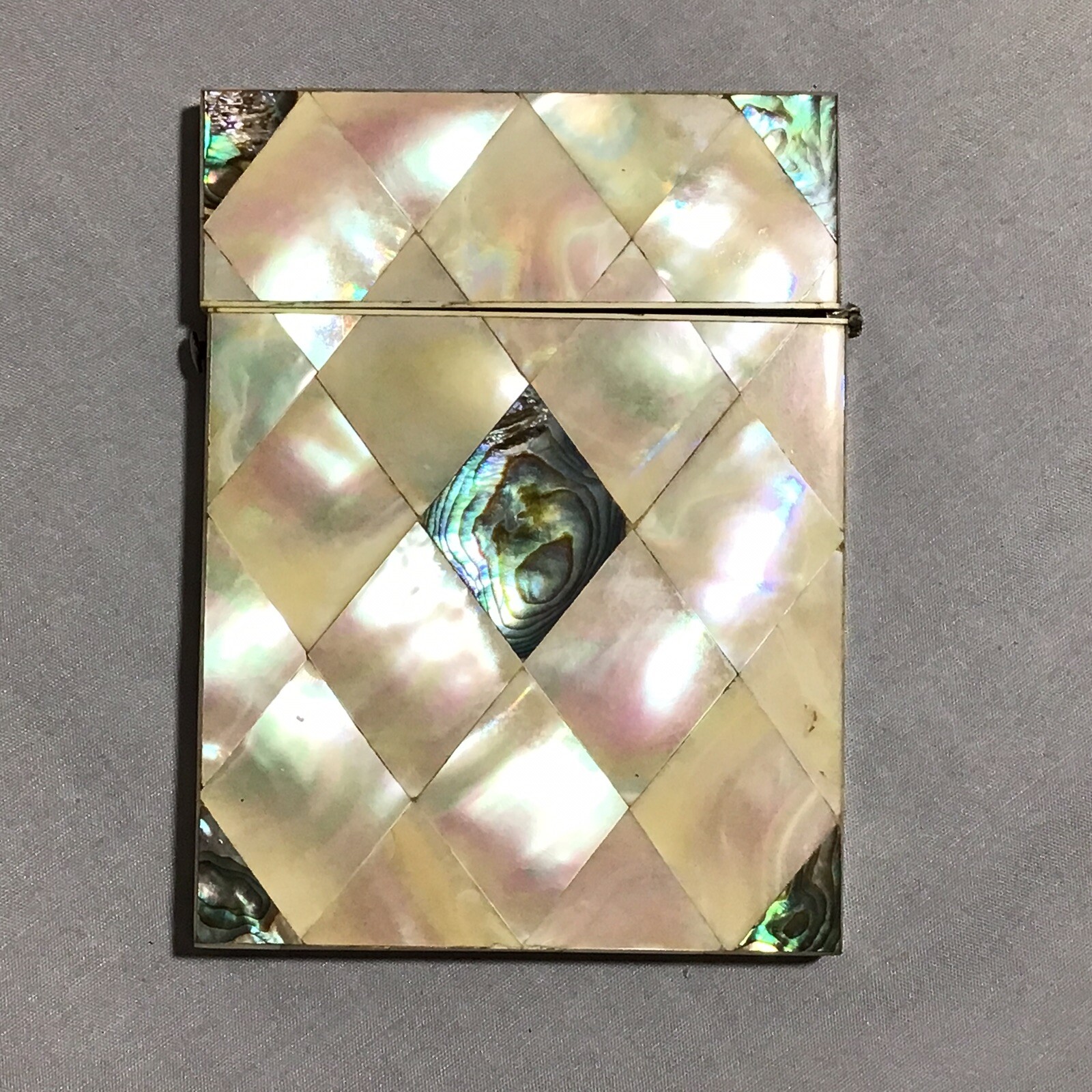 Antique Victorian Calling Card Case, Mother Of Pearl Diamond Cut Design, C1880 - Picture 4 of 12